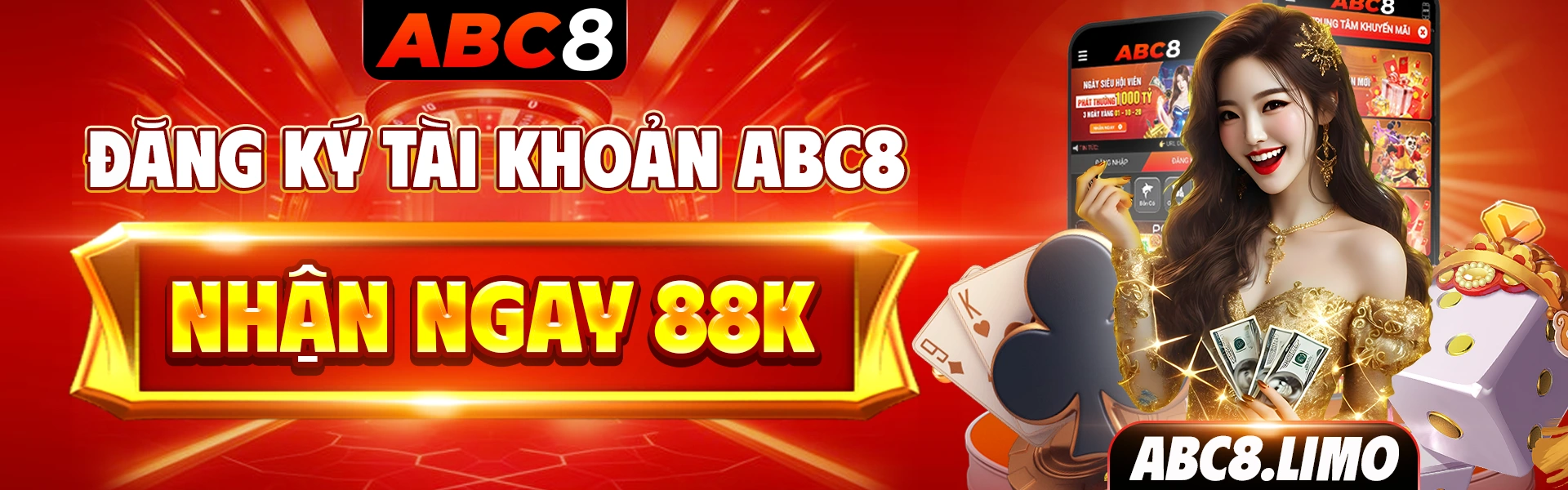 Đăng ký tài khoản ABC8 nhận ngay 88k